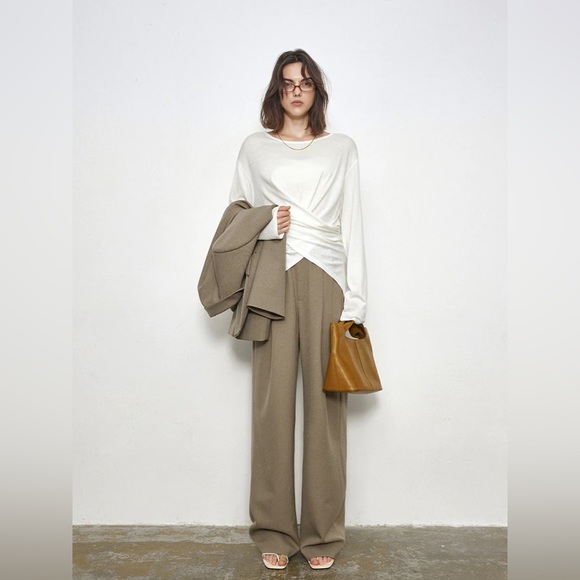 City Stroll Camel Oversized Wide Leg Suit Set - Picture 8 of 15
